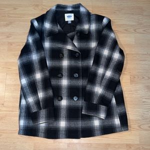 Old Navy Black and White Checker Peacoat
